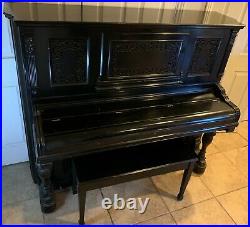 1878 Antique Henry F. Miller Upright Victorian Piano, made in Boston, MA America