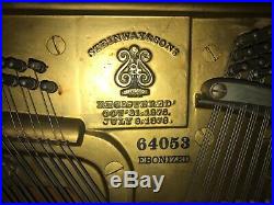 1888 Steinway & Sons Upright Piano 53 88 Keys Ebony
