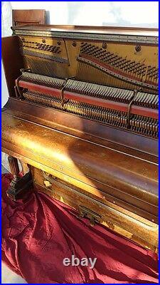 1889 Upright Piano Antique Original Fischer Victorian Wood Selling As Is Wear