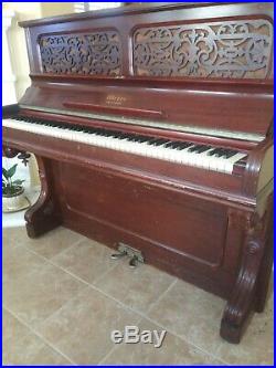 1898 Brown Vintage Weber New-York Upright Piano