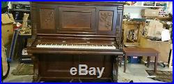 1898 Henry F Miller Upright grand Piano, imported Honduran Mahogany