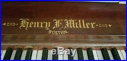 1898 Henry F Miller Upright grand Piano, imported Honduran Mahogany