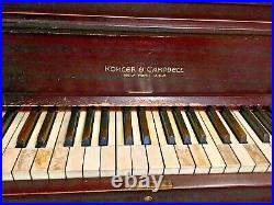 1915 Kohler & Campbell New York Vintage Antique Upright Piano Mahogany Nice