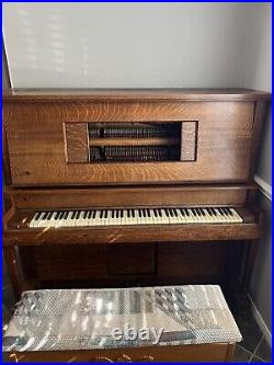 1928 Antique Piano With Player Piano Capabilities Bench Included Well Kept