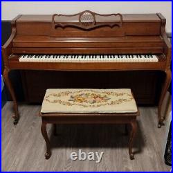 1950's Janssen Spinet Piano and Bench Walnut