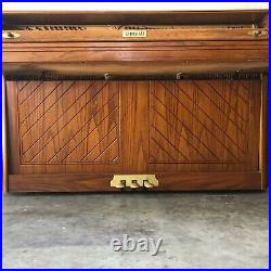 1978 Medium Brown Satin Walnut Kimball Spinet Piano- Ornate, Good Condition