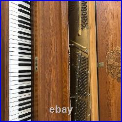 1978 Medium Brown Satin Walnut Kimball Spinet Piano- Ornate, Good Condition