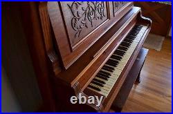 Antique 1880-Era Newby & Evans Upright Piano in a Victorian Style