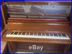 Antique 1894 Upright Kimball Piano and stool- Mission Oak with Carved Detail