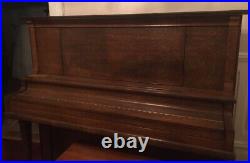 Antique 1905 Wellington Mission Tiger Oak Upright Grand Piano Chicago, IL USA