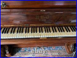 Antique Antoine Bord Parisian Burr Walnut Upright Piano. Ca. 1880s