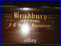 Antique Bradbury Upright Grand Piano 1890's New York Company