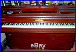 Antique CHICKERING 88 Key SPINET UPRIGHT Brown Wood PIANO & Music STORAGE Bench