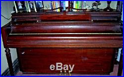 Antique CHICKERING 88 Key SPINET UPRIGHT Brown Wood PIANO & Music STORAGE Bench