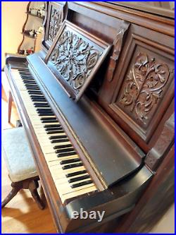 Antique Piano New England Piano Company Late 1800's Boston W Bench