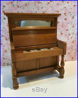 Antique Schneegas Piano Doll House Wood Upright with Keys & Mirror Germany c. 1880