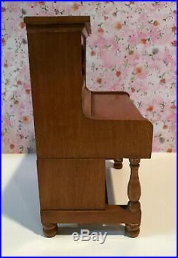 Antique Schneegas Piano Doll House Wood Upright with Keys & Mirror Germany c. 1880