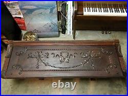 Antique Upright Piano Front Panel for Arts Crafts Checked Mahogany