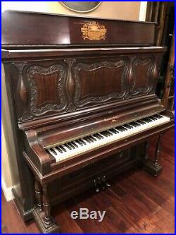 Antique Upright Piano Ludwig & Co New York With Antique Stool