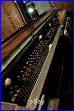 Antique Victorian Era Piano Burl Walnut w Inlay & Redone Seat RARE Reisner