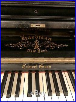 Antique Vintage Hardman Peck New York Ornate Dark Wood Upright Piano