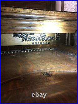 Antique Vintage Upright Oak Piano. Tiger Oak. Werner Piano Company Chicago