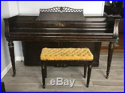 Antique Wurlitzer Upright Piano With Bench