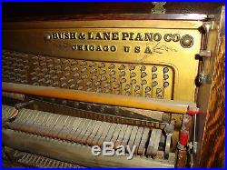 BUSH AND LANE SPECIAL 110 YEAR OLD UPRIGHT 88 key PIANO WITH EPIC COLUMNS IN CLE
