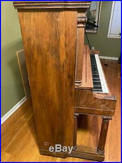 B. Shoninger Upright Piano Carved Cabinet Beautiful