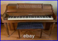 Baldwin Acrosonic Piano with Matching Bench 1960s Beautiful Walnut Finish