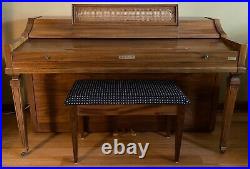Baldwin Acrosonic Piano with Matching Bench 1960s Beautiful Walnut Finish