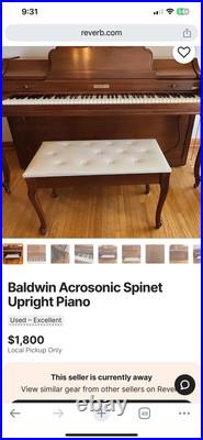 Baldwin Acrosonic Spinet upright piano, works as it should