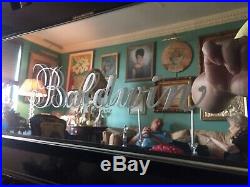 Baldwin Spinet Piano Vintage 1960's Ebony W Upholstered Bench Mirrored/ab Keys