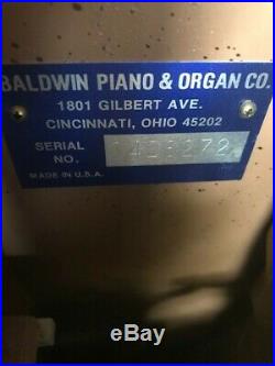 Baldwin upright piano, bench and lamp, gently used condition