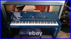 Beautiful Blue Samick Upright Piano Artisan Collection Piece and Matching Bench
