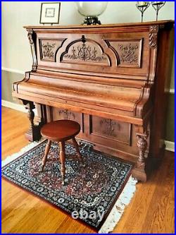 Beautiful Pristine 1898 Antique Bush & Gerts Upright Piano Comp. Overhauled