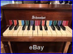Beautiful Vintage Childrens Schoenhut Wooden Upright Toy Piano 25 Keys With Bench