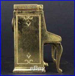 Bulova Mini Miniature Upright Piano Gilt Brass Quartz Novelty Musical Clock NR