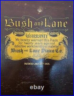 Bush and Lane Special 1906 Mahogany Upright Empire Revival Piano