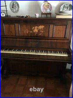 Chappel and Co. London Antique gorgeous Upright Piano with flower inlays