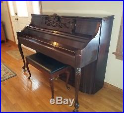 Charler R Walter Queen Anne style console piano