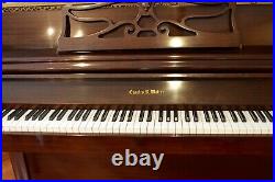Charles R. Walter Piano Upright 43 Mahogany. Used with minor wear