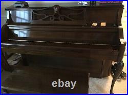 Charles R Walter Upright Piano Mahogany, 43'' great condition, one owner