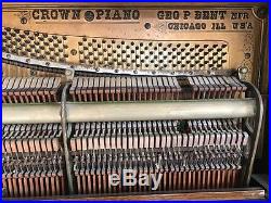 Crown 4-Pedal Victorian Upright Antique Piano Geo P Bent 1890 serial# 42708 RARE