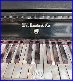 Custom William Knab & Co. Black lacquer gilt Upright Piano Edie Adams