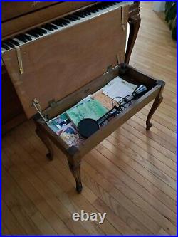 EUC Mid Century Baldwin Acrosonic spinet piano with Bench, cushion. ORIGINAL OWNER