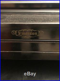 Emerson mid century modern upright piano (Black), good condition, needs tuning