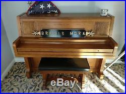 Everett Satin Oak Chapel studio upright piano w Bench 45 Valparaiso, Indiana