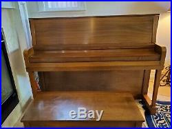 Everett Walnut Upright Piano with bench in Excellent Condition