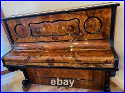 F. Rosener, Berlin German Overstrung Iron Framed Walnut Inlaid Upright Piano